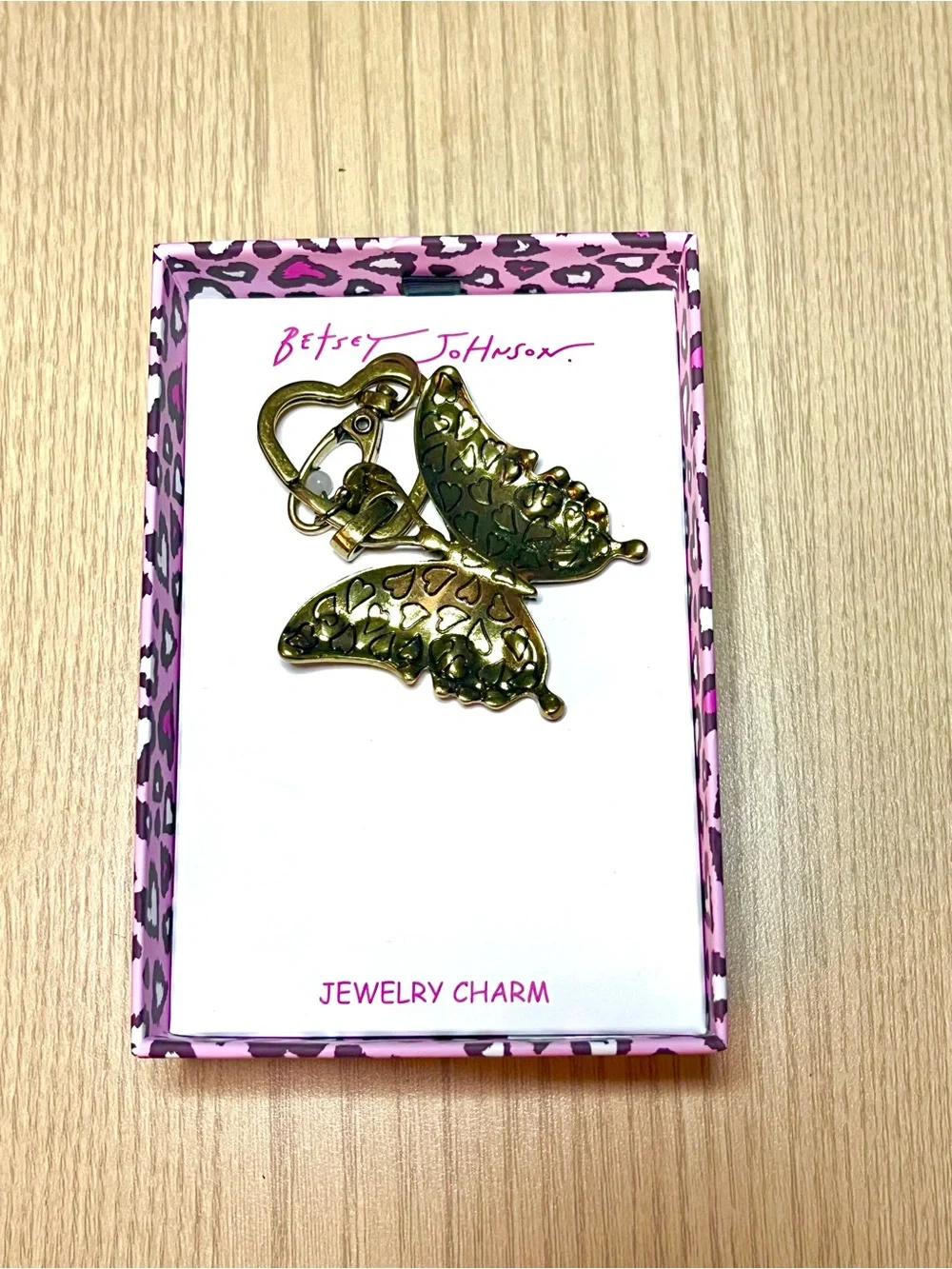 Betsey Johnson Multicolor Pink Blue Green Butterfly Charm Keychain